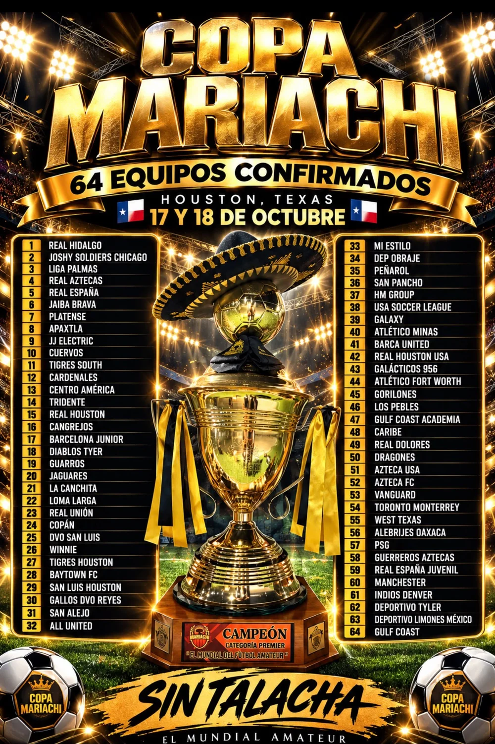 Flyer: lista de los 64 equipos confirmados