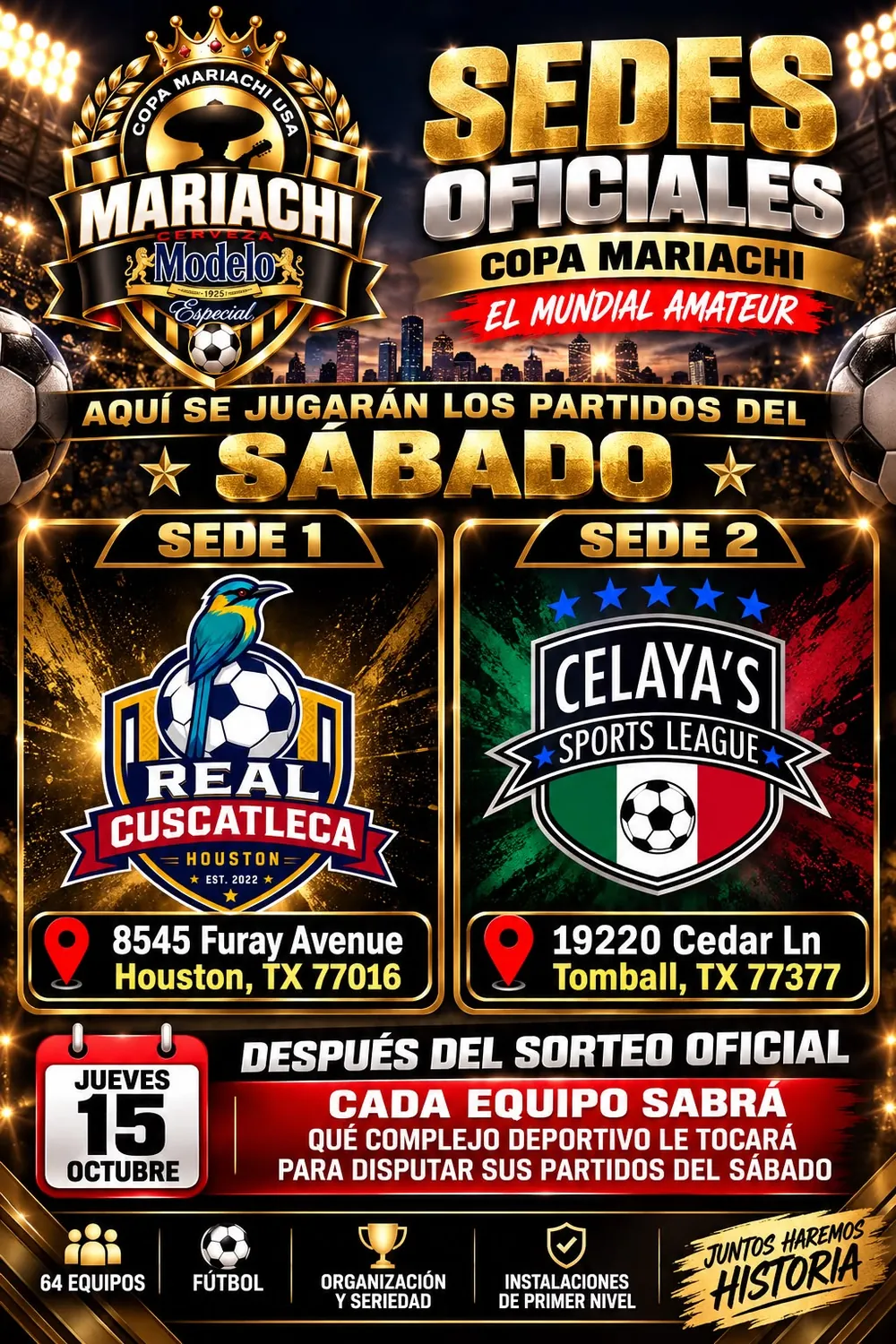 Flyer: sedes oficiales del sábado